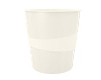 Cestino gettacarte WOW - altezza 32,4 cm - diametro 29 cm - 15 L - bianco metallizzato - Leitz