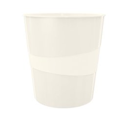 Cestino gettacarte WOW - altezza 32,4 cm - diametro 29 cm - 15 L - bianco metallizzato - Leitz