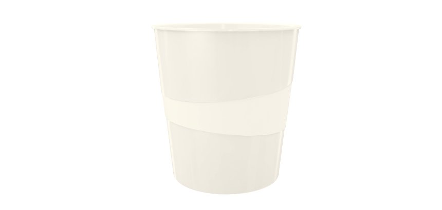 Cestino gettacarte WOW - altezza 32,4 cm - diametro 29 cm - 15 L - bianco metallizzato - Leitz