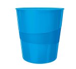 Cestino gettacarte WOW - altezza 32,4 cm - diametro 29 cm - 15 L - blu metallizzato - Leitz