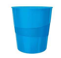 Cestino gettacarte WOW - altezza 32,4 cm - diametro 29 cm - 15 L - blu metallizzato - Leitz