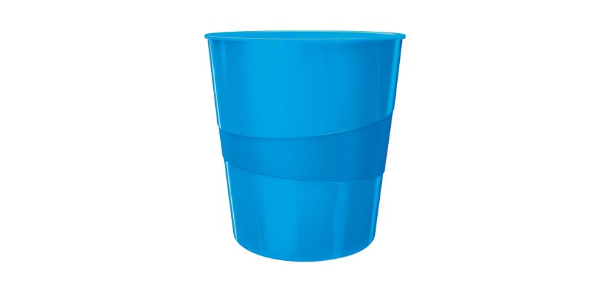 Cestino gettacarte WOW - altezza 32,4 cm - diametro 29 cm - 15 L - blu metallizzato - Leitz