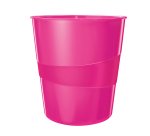 Cestino gettacarte WOW - altezza 32,4 cm - diametro 29 cm - 15 L - fucsia metallizzato - Leitz