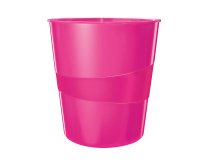 Cestino gettacarte WOW - altezza 32,4  cm - diametro 29 cm - 15 L - fucsia metallizzato - Leitz