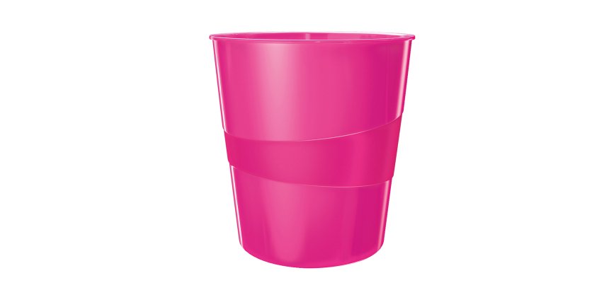 Cestino gettacarte WOW - altezza 32,4 cm - diametro 29 cm - 15 L - fucsia metallizzato - Leitz