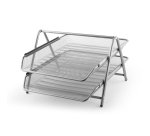 Vaschetta portacorrispondenza - 2 ripiani - 35,5 x 30 x 21 cm - rete metallica - argento - Lebez