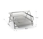 Vaschetta portacorrispondenza - 2 ripiani - 35,5 x 30 x 21 cm - rete metallica - argento - Lebez