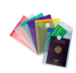 Buste con velcro - formato verticale - 11,4 x 15,8 cm - PP - colori assortiti - Djois - conf. 6 pezzi