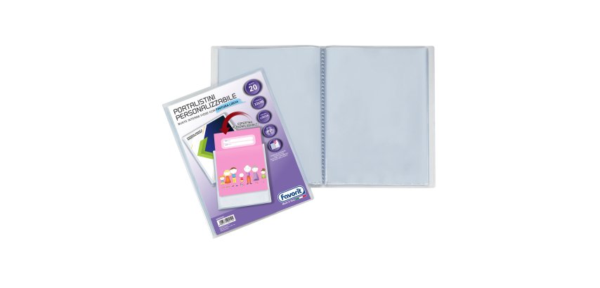 Portalistini personalizzabile Premium - liscio - 22x30 cm - 20 buste - trasparente - Favorit