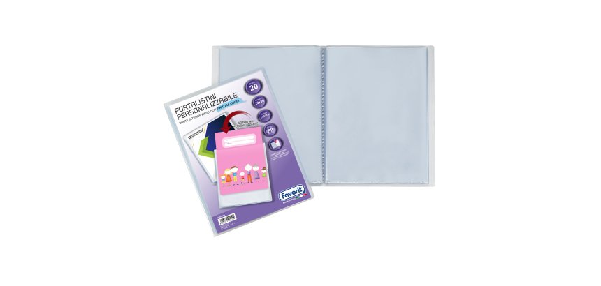 Portalistini personalizzabile Premium - liscio - 22x30 cm - 20 buste - trasparente - Favorit
