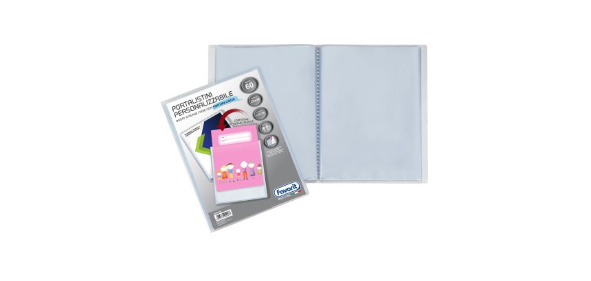 Portalistini personalizzabile Premium - liscio - 22x30 cm - 60 buste - trasparente - Favorit