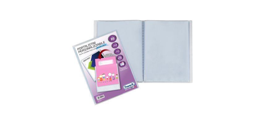 Portalistini personalizzabile Premium - liscio - 22x30 cm - 80 buste - trasparente - Favorit