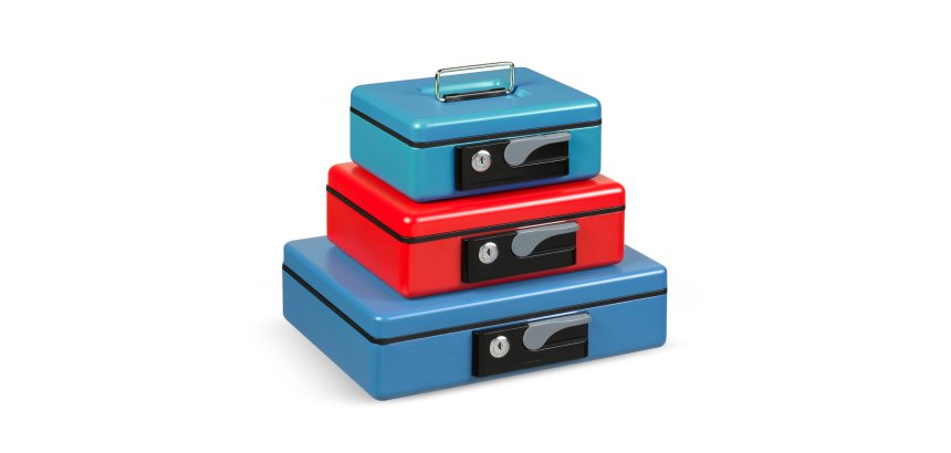 Cassetta portavalori Deluxe - 23 x 18,5 x 8 cm - blu - Iternet