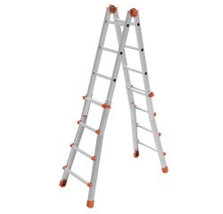 Scala telescopica Squadra - 8+8 gradini - alluminio - Marchetti