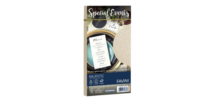 Busta Special Events metal - 110 x 220 mm - 120 gr - sabbia - Favini - conf. 10 buste