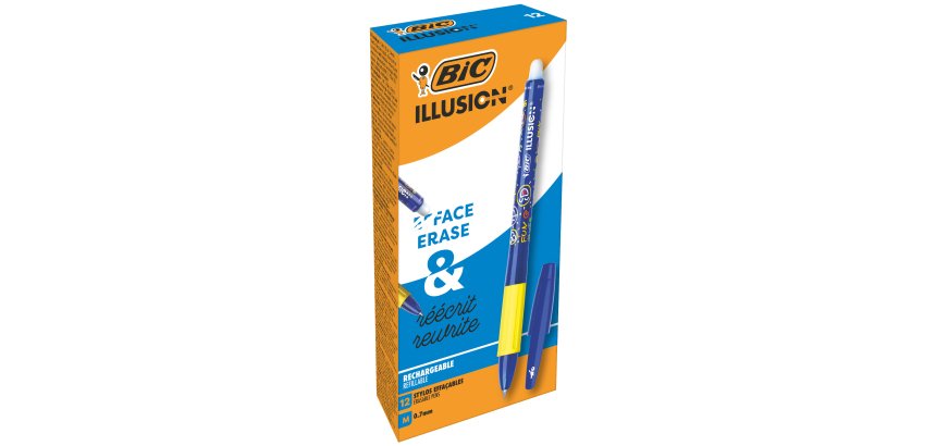 Penna sfera Gelocity Illusion - gel cancellabile - punta 0,7 mm - blu - Bic - conf. 12 pezzi