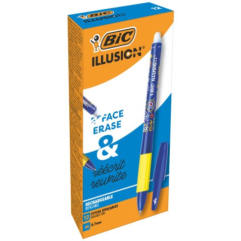 Penna sfera Gelocity Illusion - gel cancellabile - punta 0,7 mm - blu - Bic - conf. 12 pezzi