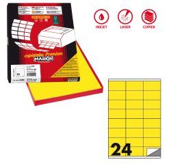 Etichette adesive C/500 - in carta - permanenti - 70 x 36 mm - 24 et/fg - 100 fogli - giallo fluo - Markin