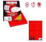 Etichette adesive C/500 - in carta - permanenti - 70 x 36 mm - 24 et/fg - 100 fogli - rosso fluo - Markin