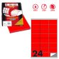 Etichette adesive C/500 - in carta - permanenti - 70 x 36 mm - 24 et/fg - 100 fogli - rosso fluo - Markin