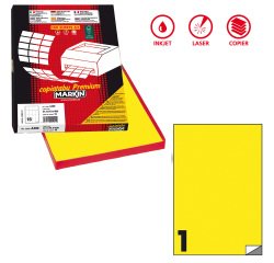 Etichette adesive C/503 - in carta - permanenti - 210 x 297 mm - 1 et/fg - 100 fogli - giallo fluo - Markin