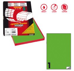 Etichette adesive C/503 - in carta - permanenti - 210 x 297 mm - 1 et/fg - 100 fogli - verde fluo - Markin