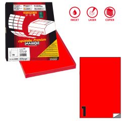 Etichette adesive C/503 - in carta - permanenti - 210 x 297 mm - 1 et/fg - 100 fogli - rosso fluo - Markin