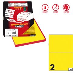 Etichette adesive C/509 - in carta - permanenti - 210 x 148,5 mm - 2 et/fg - 100 fogli - giallo fluo - Markin