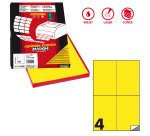 Etichette adesive C/519 - in carta - permanenti - 105 x 148,5 mm - 4 et/fg - 100 fogli - giallo fluo - Markin