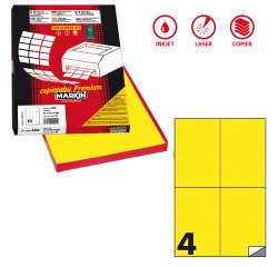Etichette adesive C/519 - in carta - permanenti - 105 x 148,5 mm - 4 et/fg - 100 fogli - giallo fluo - Markin