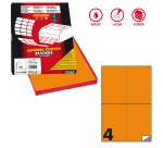 Etichette adesive C/519 - in carta - permanenti - 105 x 148,5 mm - 4 et/fg - 100 fogli - arancio fluo - Markin
