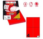 Etichette adesive C/519 - in carta - permanenti - 105 x 148,5 mm - 4 et/fg - 100 fogli - rosso fluo - Markin