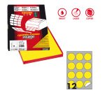 Etichette adesive R/310 - in carta - permanenti - tonde - diametro 60 mm - 12 et/fg - 100 fogli - giallo fluo - Markin