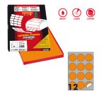 Etichette adesive R/310 - in carta - permanenti - tonde - diametro 60 mm - 12 et/fg - 100 fogli - arancio fluo - Markin