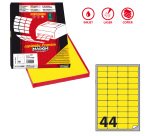 Etichette adesive A/406 - in carta - permanenti - 47,5 x 25,5 mm - 44 et/fg - 100 fogli - giallo fluo - angoli tondi - Markin