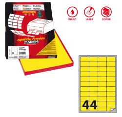 Etichette adesive A/406 - in carta - permanenti - 47,5 x 25,5 mm - 44 et/fg - 100 fogli - giallo fluo - Markin