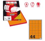 Etichette adesive A/406 - in carta - permanenti - 47,5 x 25,5 mm - 44 et/fg - 100 fogli - arancio fluo - angoli tondi - Markin