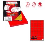 Etichette adesive A/406 - in carta - permanenti - 47,5 x 25,5 mm - 44 et/fg - 100 fogli - rosso fluo - angoli tondi - Markin