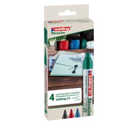 Marcatore permanente 21 Ecoline - punta conica - da 1,5 a 3 mm - colori assortiti - Edding - conf. 4 pezzi