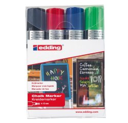 Marcatore a gesso liquido 4090 - punta scalpello - da 4 a 15mm - Edding - astuccio 4 pezzi