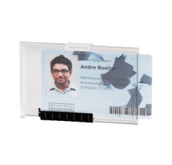 Portabadge PushBox Mono - 1 tessera inseribile - 5,4 x 8,7 cm - Durable - conf. 10 pezzi