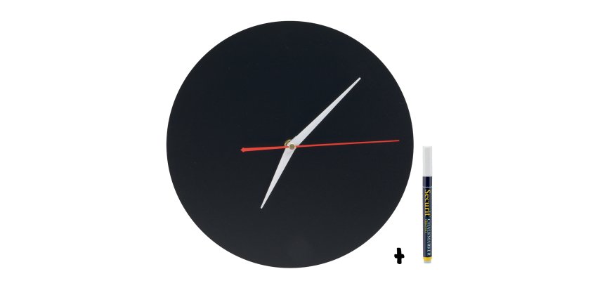 Lavagna da parete Silhouette - diametro 29 cm - forma orologio - nero - Securit