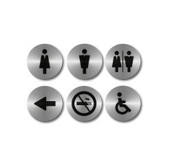 Pittogrammi adesivi - diametro 10 cm - acciaio inox - Securit - set 6 targhette