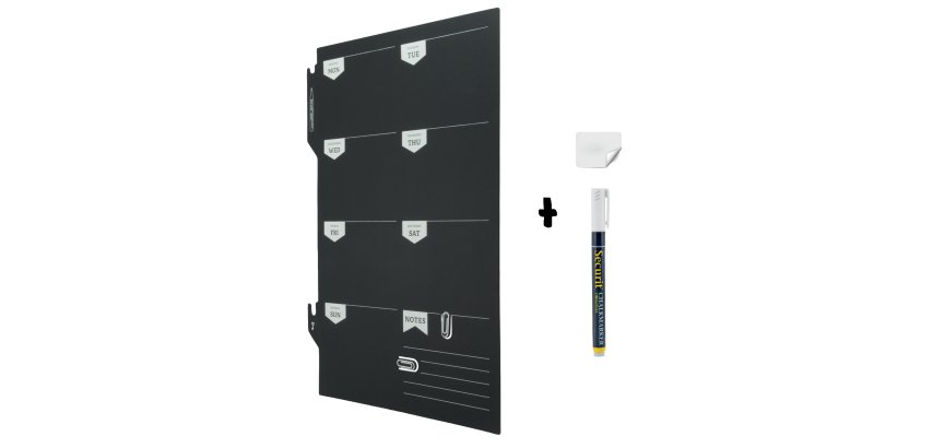 Lavagna da parete Weekplanner - 30 x 45 cm - nero - Securit