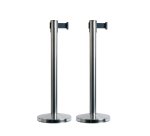 Colonnine segnapercorso Budget Retractable - altezza 88 cm - nastro nero da 210 cm - Securit - set 2 pezzi
