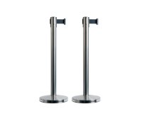 GB_Set de 2 poteaux d´accueil RETRACTABLES, chrome/noir