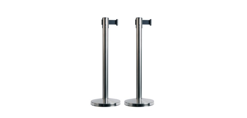 Colonnine segnapercorso Budget Retractable - altezza 88 cm - nastro nero da 210 cm - Securit - set 2 pezzi