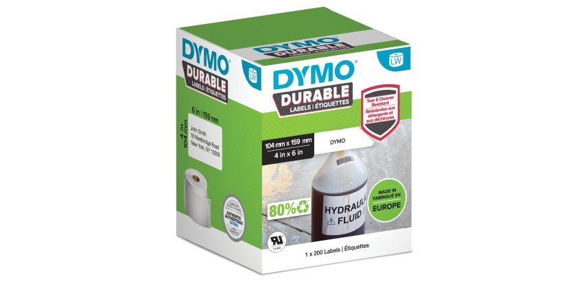 Rotolo 200 etichette LW Durable 1933086 - 104 x 159 mm - PP - bianco - Dymo