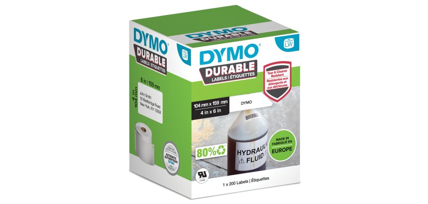 Rotolo 200 etichette LW Durable 1933086 - 104 x 159 mm - PP - bianco - Dymo