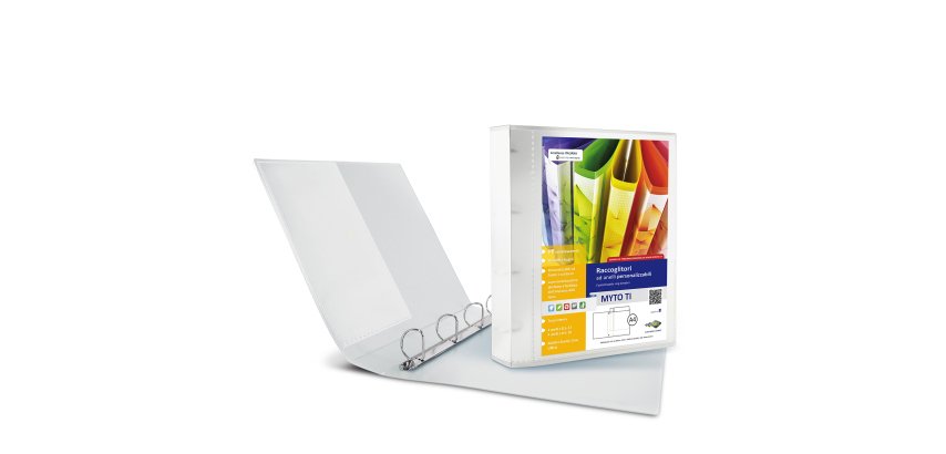 Raccoglitore personalizzabile Myto TI - 22 x 30 cm - 4 anelli a D 17 mm - dorso 2,5 cm - neutro - Sei Rota